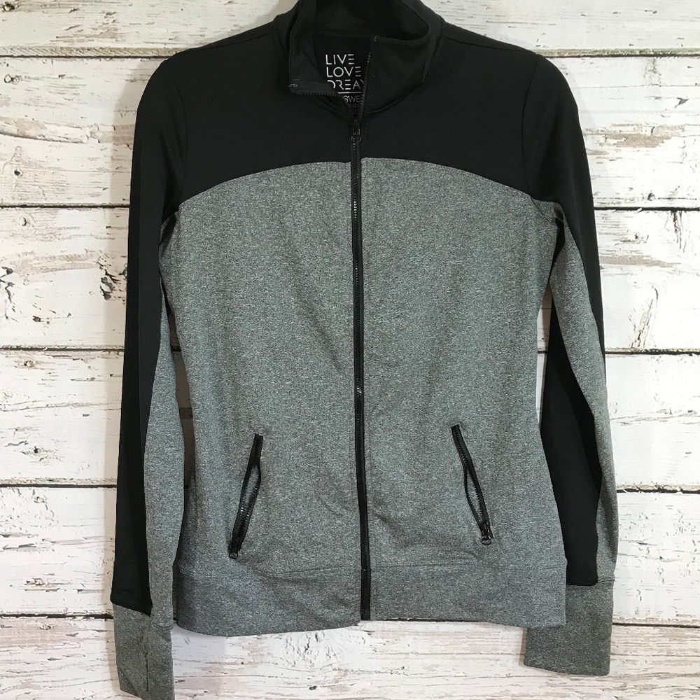 Live Love Dream Gray Black Water Wicking Jacket